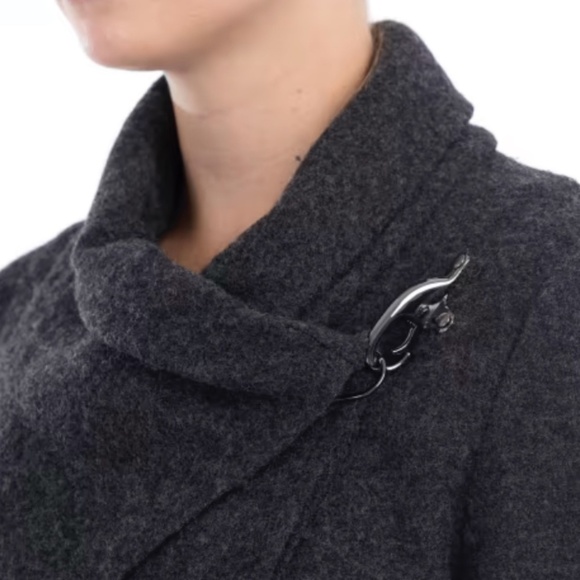 Linea Domani Jacket Cape 100% Boiled Wool High neck Deep Purple Pockets Sz S - Picture 16 of 16